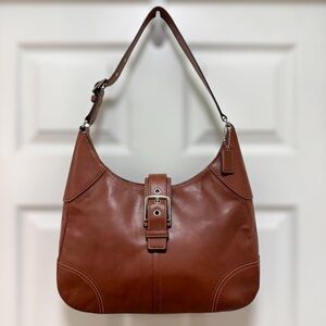 Coach Hamilton Hobo Buckle Cognac Leather Shoulder Bag Y2K
